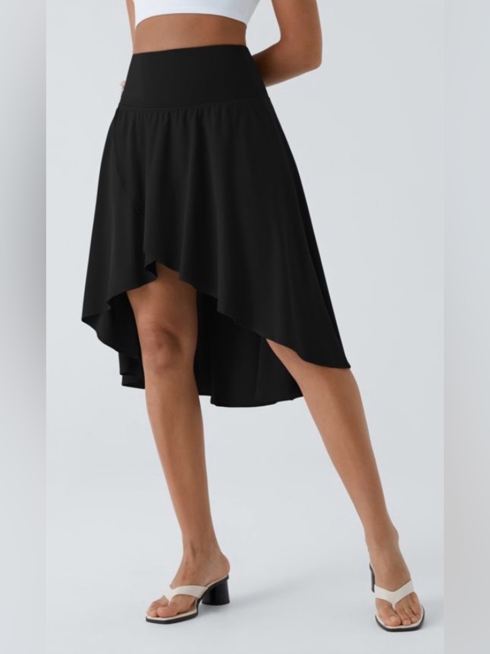 2X.  HALARA RUFFLE LIKE HIGH LOW 2 IN 1 MIDI SKIRT